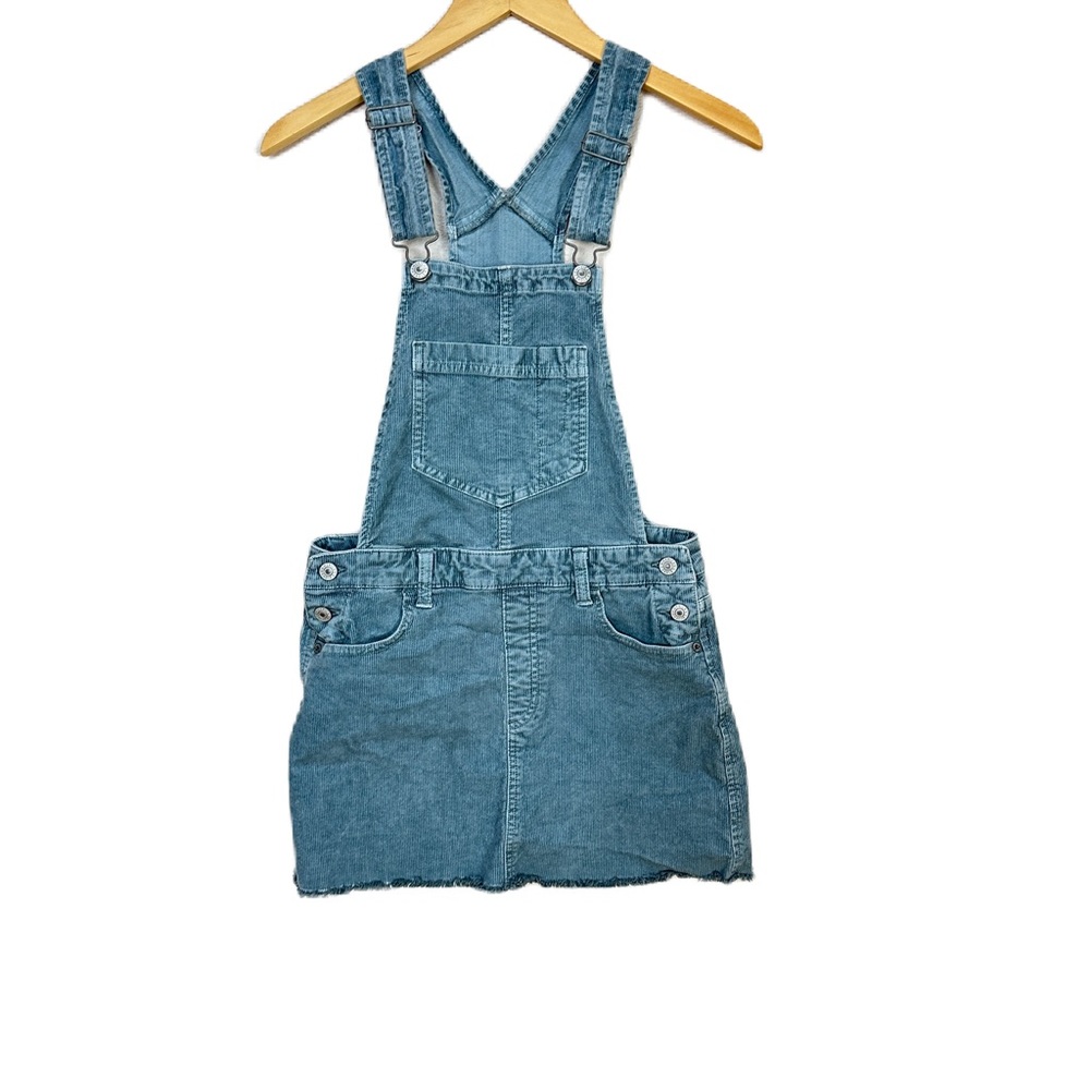 American Eagle Super Stretch Jade Retro Corduroy Frayed Hem Overalls‎ Women’s XS